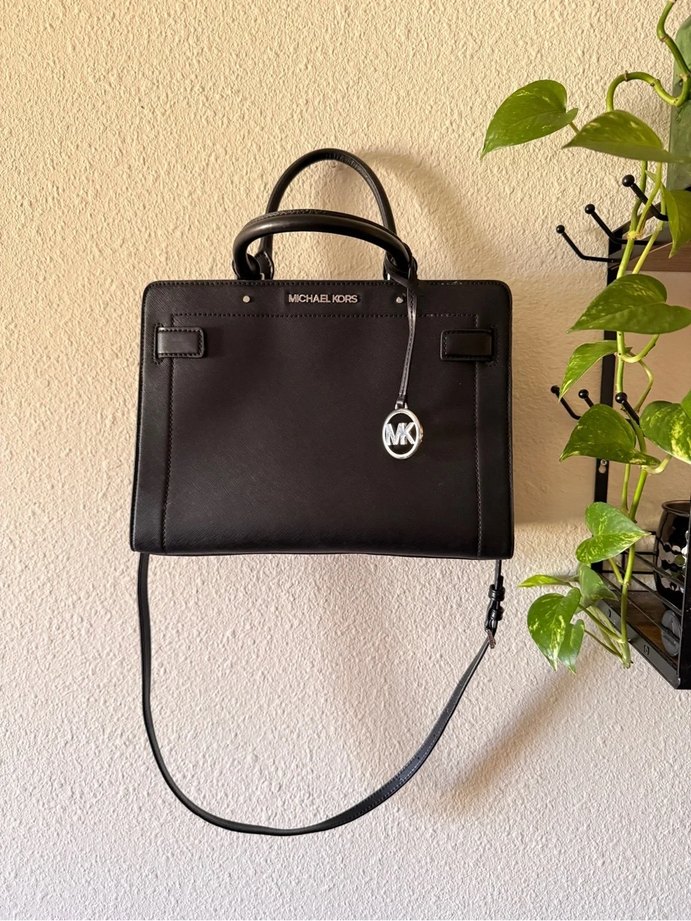 Michael Kors Black Saffiano Leather Structured Satchel